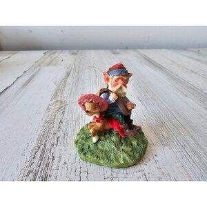 Brinnco elf reindeer figurine village Xmas decor banjo singing music